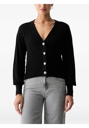 GUESS USA flower-button pointelle-knit cardigan - Black