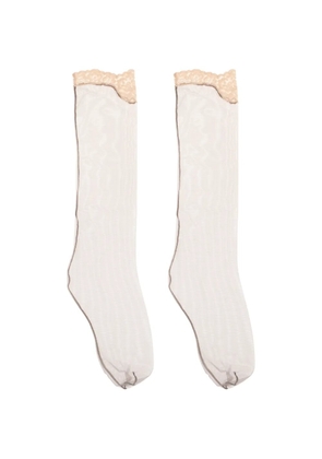 Valentino Garavani lace-trim mesh socks - Neutrals