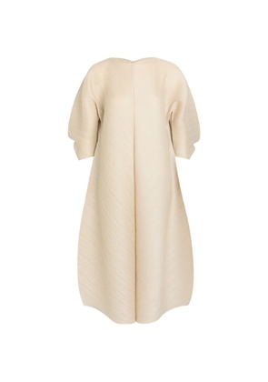 Issey Miyake pleated cocoon midi dress - Neutrals