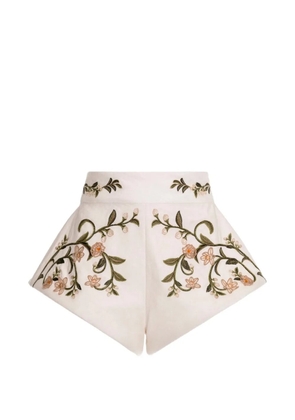 Agua By Agua Bendita Gatti Valle floral-embroidered mini shorts - White