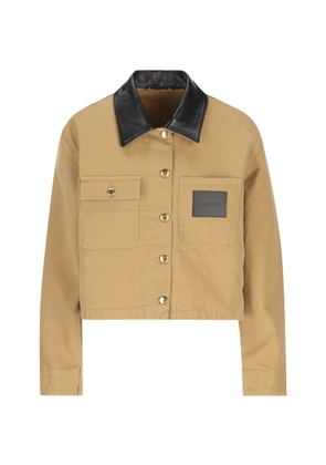 Balenciaga leather-collar cropped jacket - Neutrals