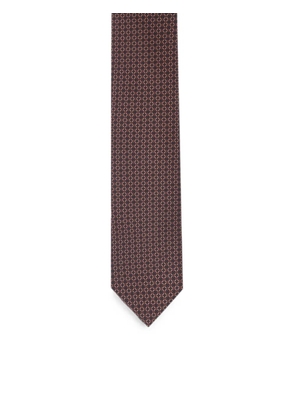 Lardini geometric-print silk tie - Brown