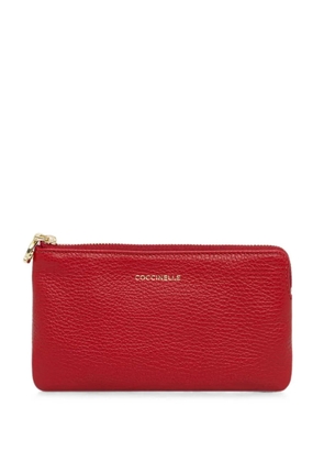 Coccinelle small C-Me Softy logo-print grained leather purse - Red