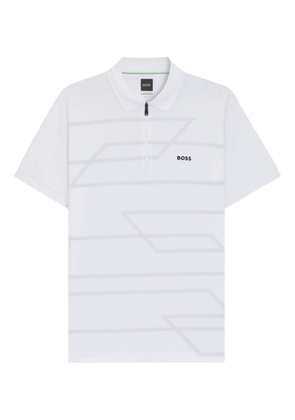 BOSS geometric-pattern zipped polo shirt - White
