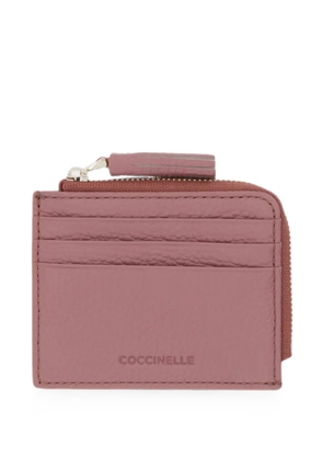 Coccinelle small Tassel pebbled-leather cardholder - Pink