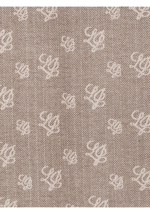 LIU JO herringbone-pattern monogram-print scarf - Brown