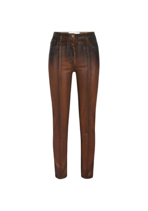 Elisabetta Franchi cigarette jeans with laminated effect - Brown