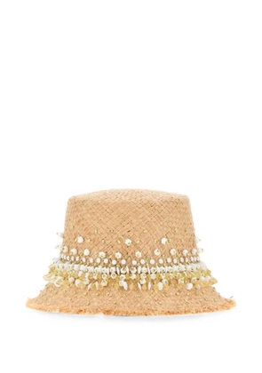 Prada bead-embellished bucket hat - Neutrals