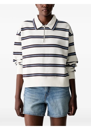 Marc O'Polo striped quarter-zip sweatshirt - White