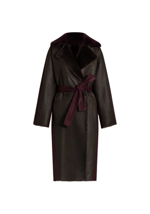 Alberta Ferretti belted leather coat - Brown