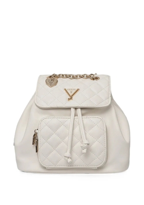 GUESS USA small quilted-finish drawstring backpack - White