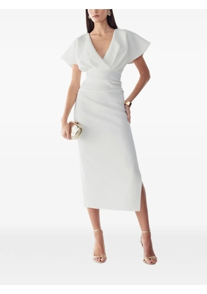 BWLDR Eliza V-neck ruched midi dress - White