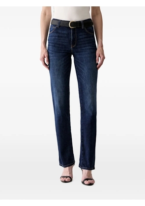 GUESS USA logo-plaque straight-leg jeans - Blue