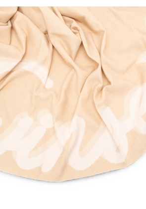TWINSET logo-intarsia fringed scarf - Neutrals