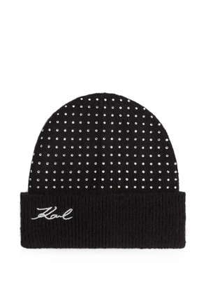 Karl Lagerfeld K/signature rhinestone-embellished beanie - Black