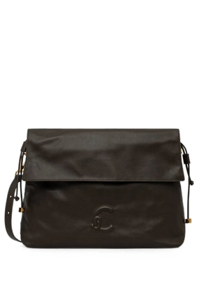 Coccinelle embossed-logo foldover shoulder bag - Brown