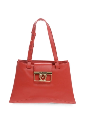 Moschino logo-plaque triple-compartment tote bag - Red