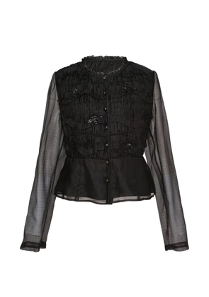 Renli Su smocked sequin-embellished blouse - Black