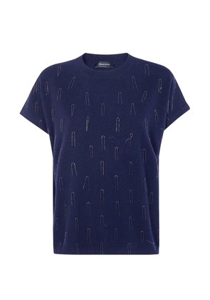 Fabiana Filippi bead-embellished short-sleeve T-shirt - Blue