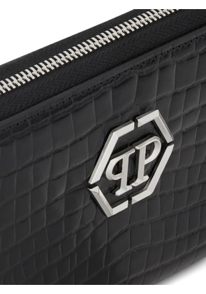 Philipp Plein croc-embossed zip-around wallet - Black