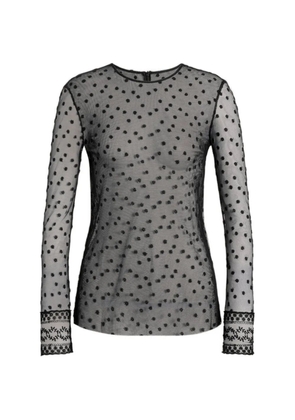 Alberta Ferretti floral-embroidered mesh top - Black