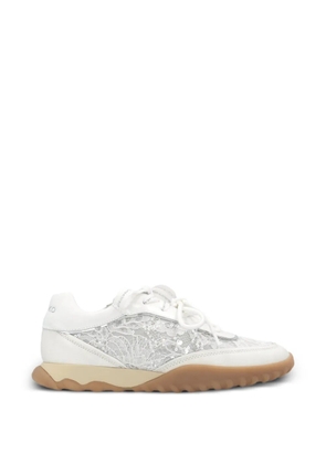 PINKO lace-panelled sequin-embellished sneakers - White