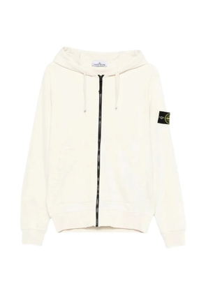 Stone Island logo-patch zip-up hoodie - White