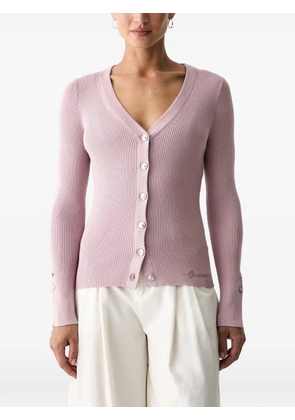 GUESS USA ribbed-knit V-neck cardigan - Pink