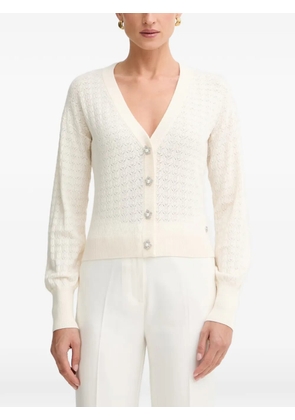 GUESS USA flower-button pointelle-knit cardigan - Neutrals