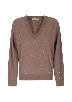 Herno sequin-embellished V-neck sweater - Brown