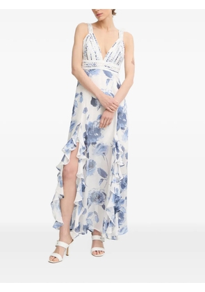 GUESS USA maxi floral-print ruffled dress - White