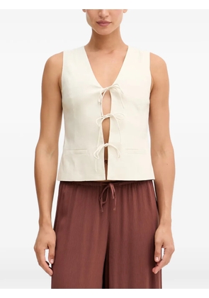 Sisley tie-fastening V-neck sleeveless top - Neutrals