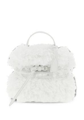 Moschino small Tie Me shearling tote bag - White
