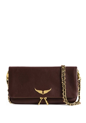 Zadig&Voltaire Rock grained leather clutch bag - Purple