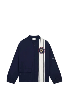 Drôle De Monsieur stripe-pattern logo-patch jacket - Blue