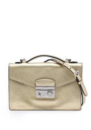 Prada Pre-Owned 2013-2026 Saffiano Sound Lock satchel - Gold