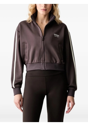 GUESS USA logo-embroidered side-stripe jacket - Brown