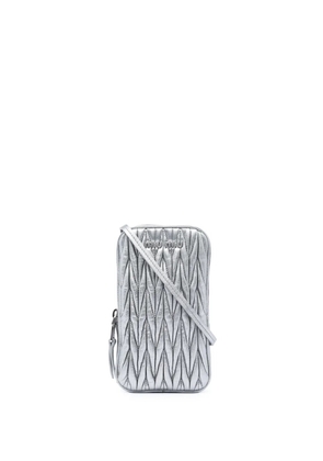 Miu Miu Pre-Owned 2010-2026 Matelasse Metallic Nappa Phone Holder crossbody bag - Silver
