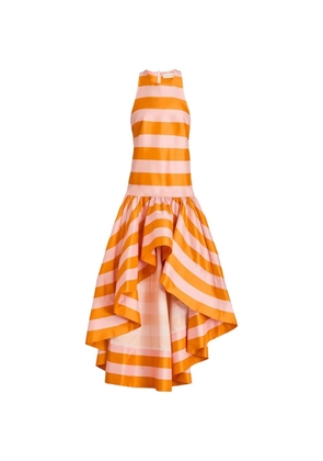 ZIMMERMANN asymmetric striped silk-shantung dress - Orange