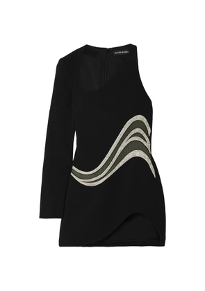 David Koma crystal-embellished one-sleeve dress - Black