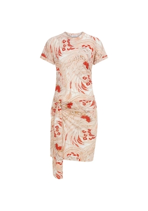 Ferragamo rooster print draped dress - Neutrals