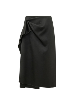 Lanvin draped-effect wool midi skirt - Black