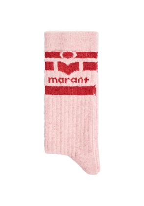 MARANT logo-intarsia ribbed-knit socks - Pink