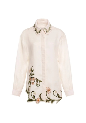 Agua By Agua Bendita Cecilia Valle floral-embroidered shirt - Neutrals