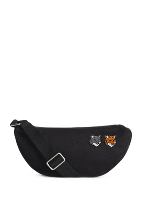 Maison Kitsuné animal-patch messenger bag - Black