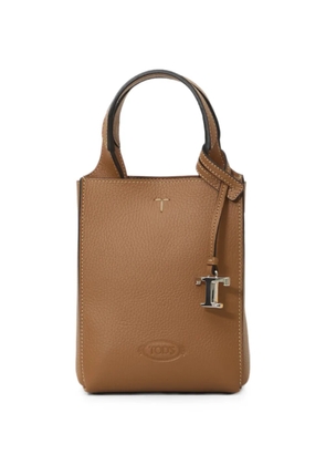 Tod's T Timeless charm leather tote bag - Brown
