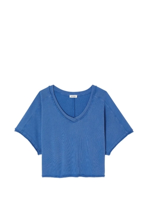American Vintage Vibtown raw-edge V-neck T-shirt - Blue