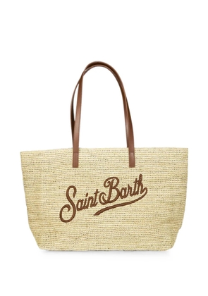 MC2 Saint Barth City Raffia logo-embroidered shoulder bag - Neutrals