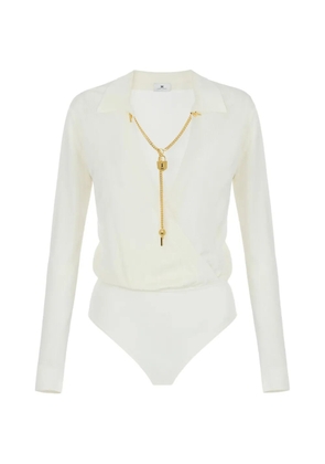 Elisabetta Franchi chain-link wrap bodysuit - White