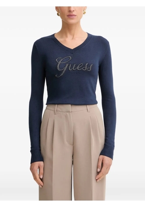 GUESS USA crystal-embellished logo-print sweater - Blue